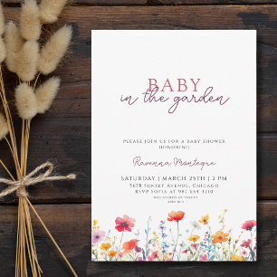 Baby im Garten Boho Floral Elegante Babyparty Einladung
