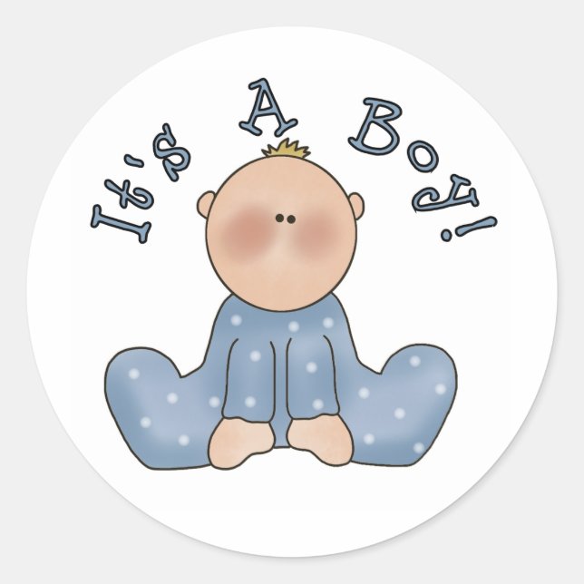 Baby im Schlaf Es ist ein Junge Runder Aufkleber (Vorderseite)