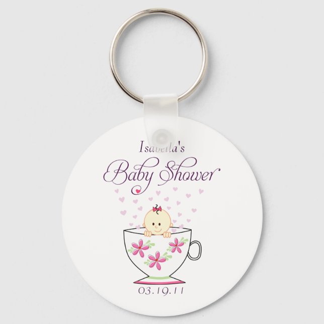 Baby im Teecup-Schlüsselanhänger Schlüsselanhänger (Vorderseite)