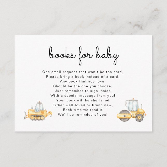 Baby in Baubüchern für Babykarte Begleitkarte (Vorderseite)
