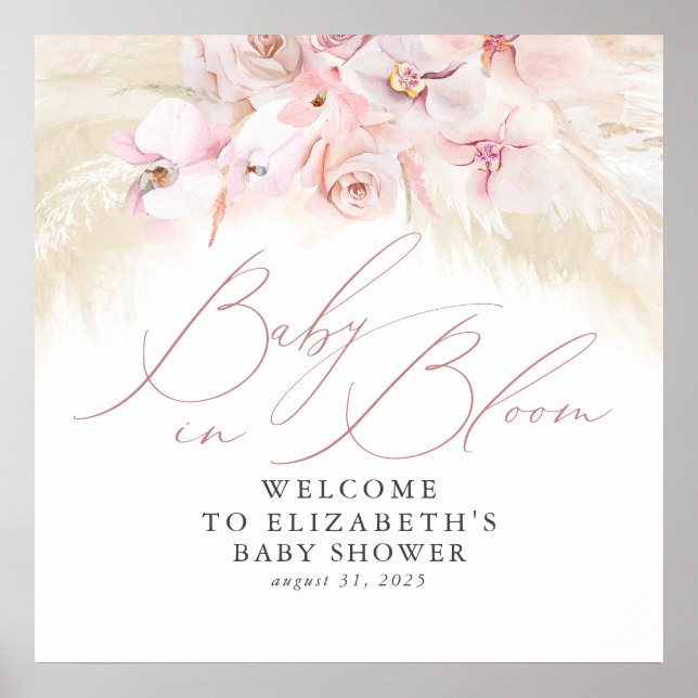 Baby in Bloom - Affiche de bienvenue Baby shower (Devant)