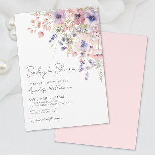 Baby In Bloom Aquarell Blumen Mädchen Babyparty Einladung