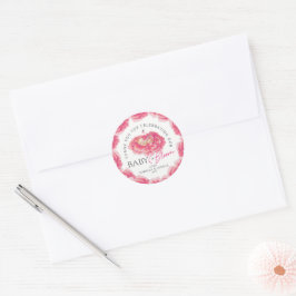 Baby in Bloom Aquarell Rosa Babydusche Gefallen Runder Aufkleber