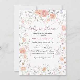 Baby in Bloom Aquarelle florale Invitation