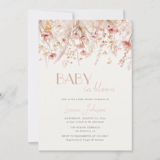 Baby in Bloom Autumn Poppies Baby Shower Einladung (Vorderseite)