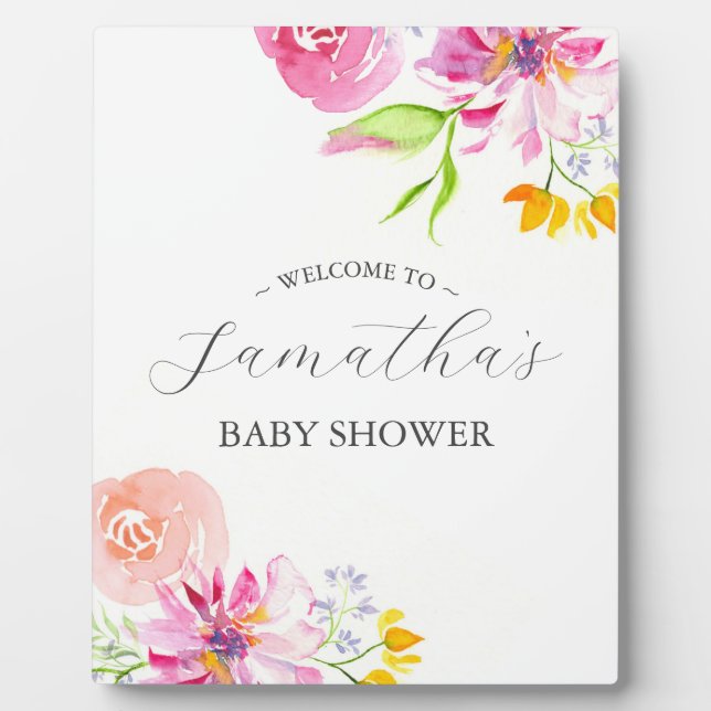 Baby in Bloom Baby Dusche Blumendekor Fotoplatte (Vorderseite)