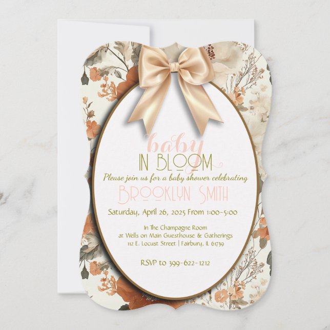 Baby in Bloom Baby Dusche Einladung (Vorderseite)