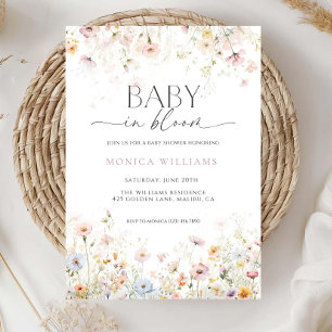 Baby in Bloom Baby Dusche Einladung Editable Wild