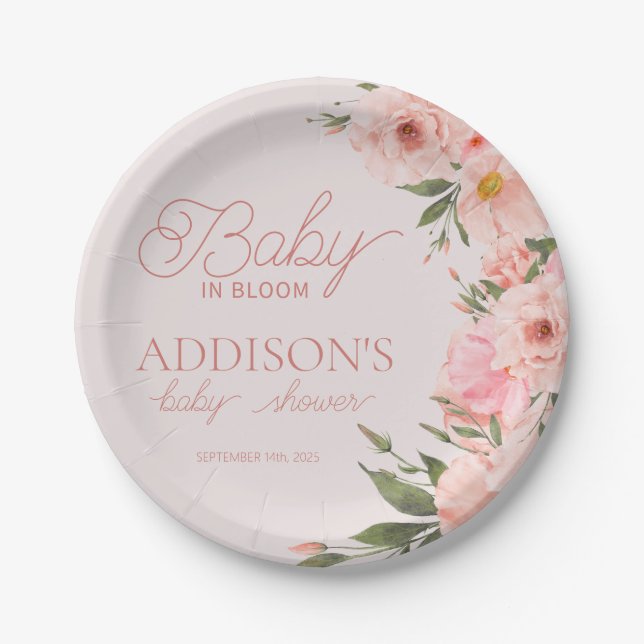 Baby in Bloom Baby Dusche Frühjahrsblüte Pappteller (Vorderseite)
