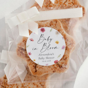 Baby in Bloom Baby Dusche Gefallen Runder Aufkleber