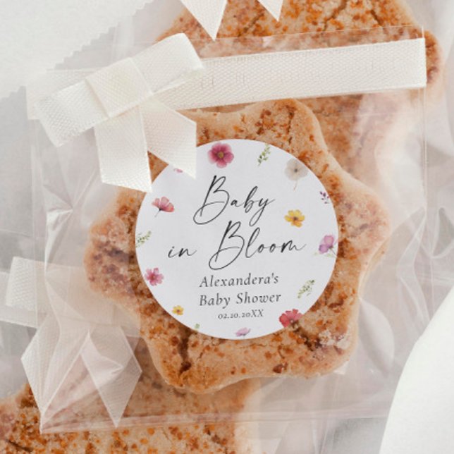 Baby in Bloom Baby Dusche Gefallen Runder Aufkleber (Von Creator hochgeladen)