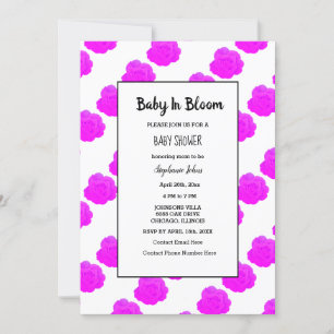 Baby in Bloom Baby Dusche Lila Pink Girly Niedlich Einladung