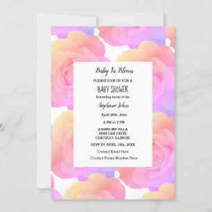 Baby in Bloom Baby Dusche Rosa Rose Blütenmassage Einladung