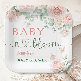Baby in Bloom Baby Dusche Roses Girl Floral Pappteller