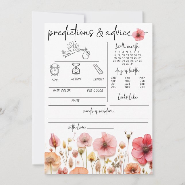 Baby in Bloom Baby Dusche Vorhersage und Beratung Save The Date (Vorderseite)