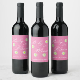 Baby in Bloom Baby Dusche Weinetikett