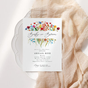 Baby in Bloom Baby Dusche Wildblume Meadow Einladung