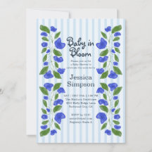Baby in Bloom Baby-Party Süße blaue Art Nouveau Bl