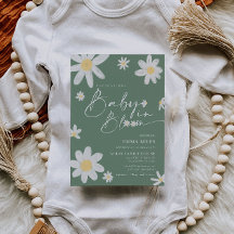 Baby in Bloom Baby Shower Daisy Sage Green