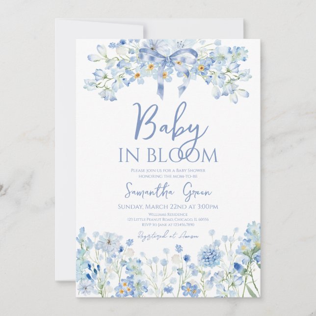 Baby in Bloom Baby Shower Einladung (Vorderseite)