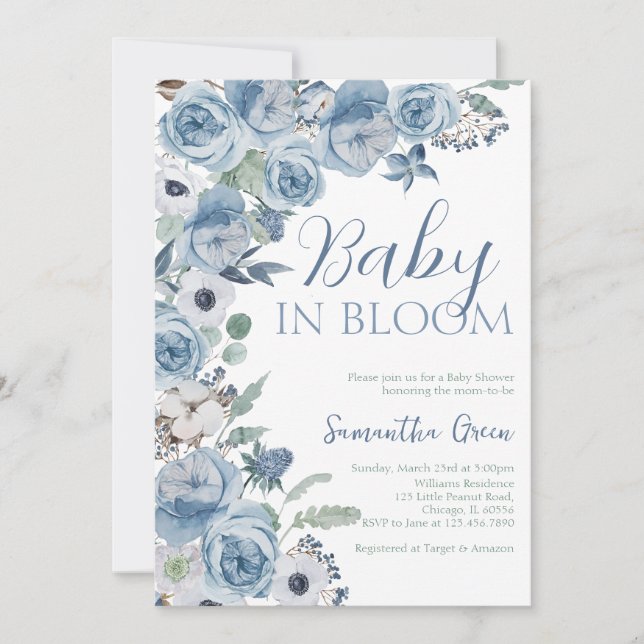 Baby in Bloom Baby Shower Einladung (Vorderseite)