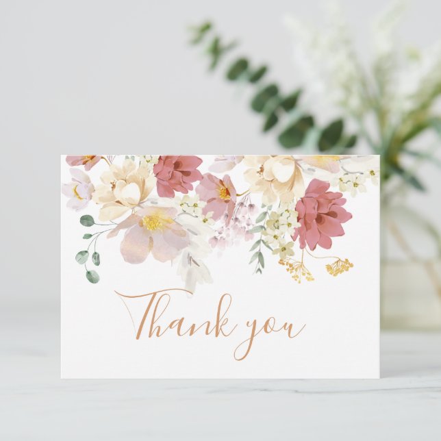 Baby in Bloom Baby shower fille Carte de remerciem (Debout devant)