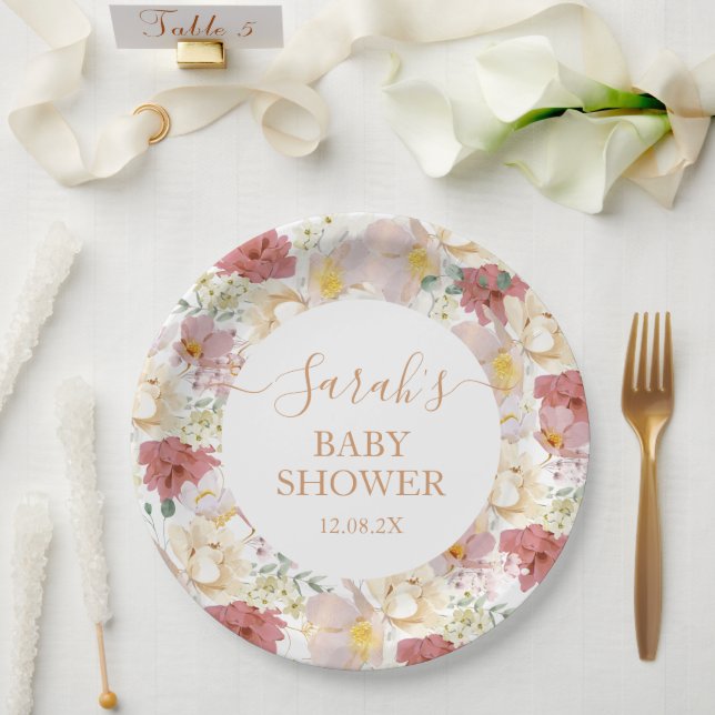 Baby in Bloom Baby Shower Girl Pappteller (Hochzeit)