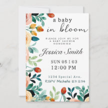 Baby in Bloom Baby shower Invitation