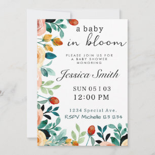 Baby in Bloom Baby shower Invitation