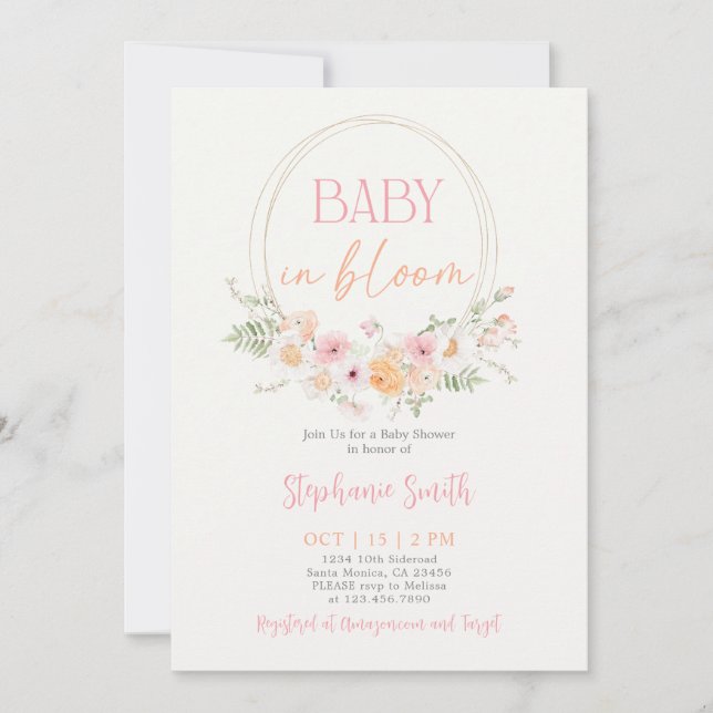 Baby in Bloom Baby shower Invitation fille (Devant)