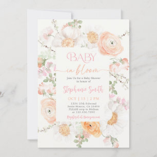 Baby in Bloom Baby shower Invitation fille