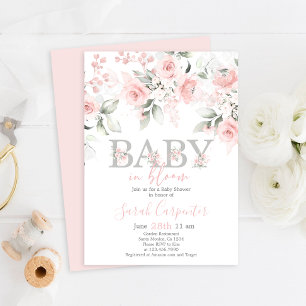 Baby in Bloom Baby shower Invitation fille