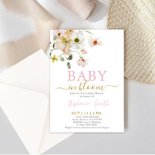 Baby in Bloom Baby shower Invitation fille