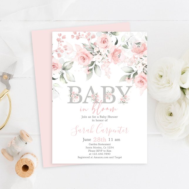 Baby in Bloom Baby shower Invitation fille (Créateur téléchargé)