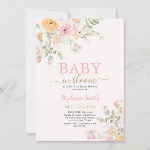 Baby in Bloom Baby shower Invitation fille