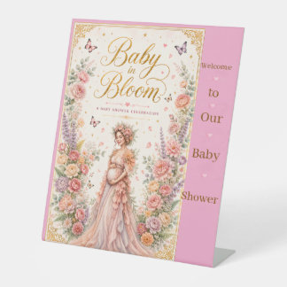 Baby in Bloom Baby Shower Säulen-Schild Sockelschild