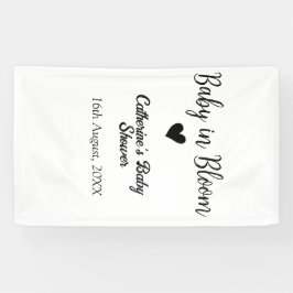 Baby in bloom baby shower simple black heart date banner