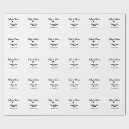 Baby in bloom baby shower simple black heart date geschenkpapier