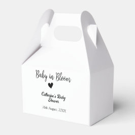 Baby in bloom baby shower simple black heart date geschenkschachtel