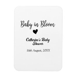 Baby in bloom baby shower simple black heart date magnet