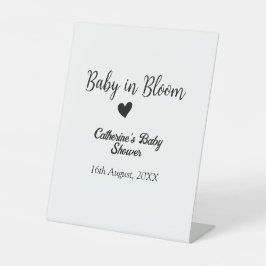 Baby in bloom baby shower simple black heart date sockelschild