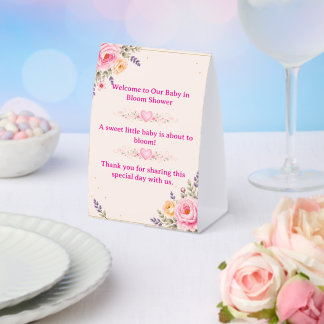 Baby in Bloom Baby Shower Tischpult-Schild Tischaufsteller