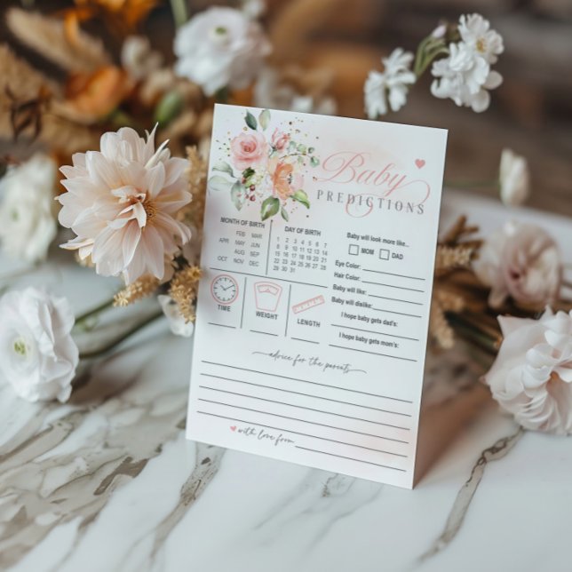 Baby in Bloom Babydusche Beratung und Vorhersagen Hinweiskarte (baby in bloom baby shower games advice and prediction cards)