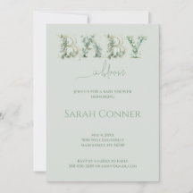 Baby in Bloom Babyparty-Eukalyptus-Einladung