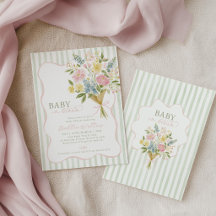 Baby in Bloom Babyparty Grün Rosa Blumenmuster
