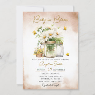 Baby in Bloom Bee Daisy Blume Babydusche Einladung