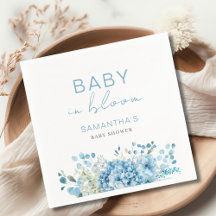 Baby In Bloom Blaue Florale Jungen-Baby-Party