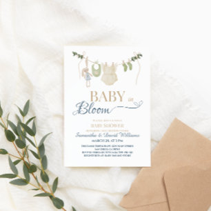 Baby in Bloom Blaue Greenery-Kleine-Leine Botanik Einladung