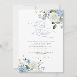 Baby in Bloom Blaue Hortensien Baby Shower Einladu Einladung