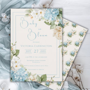 Baby in Bloom Blaue Hortensien-Baby-Shower-Einladu Einladung